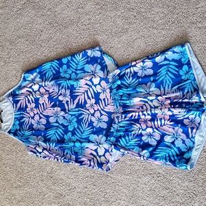 Hawaiian Floral Print Tank And Shorts Set